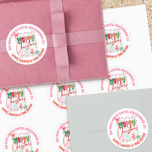 Sticker Rond N'ouvrez pas avant le 25 décembre Santa Noël Color