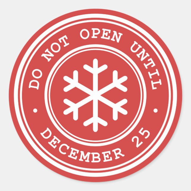 Sticker Rond N'ouvrez pas avant l'étiquette cadeau de Noël roug (Devant)