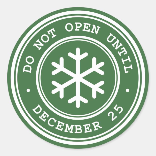 Sticker Rond N'ouvrez pas jusqu'à ce que le cadeau de Noël vert (Devant)