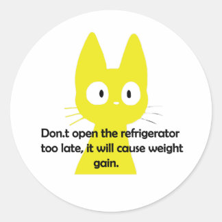 Sticker Rond N'ouvrez pas le réfrigérateur trop tard, 