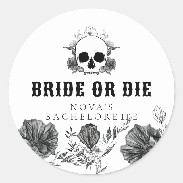 Sticker Rond NOVA Skull Bride ou Mourir avant le Mariage Enterr (Devant)