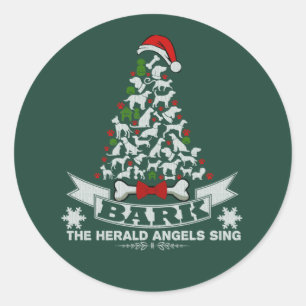 Sticker Rond Novelté chien de Noël d'écorce