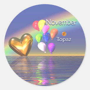 Sticker Rond Novembre Anniversaire Topaz Heart