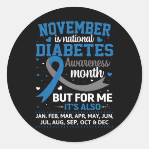 Sticker Rond Novembre c'est le diabète Awareness Month Blue et