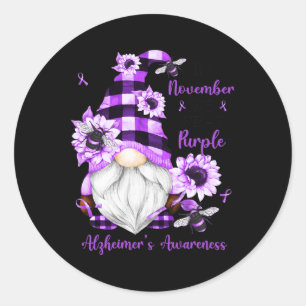 Sticker Rond Novembre Nous Portons Des Gnomes Violets Alzheimer
