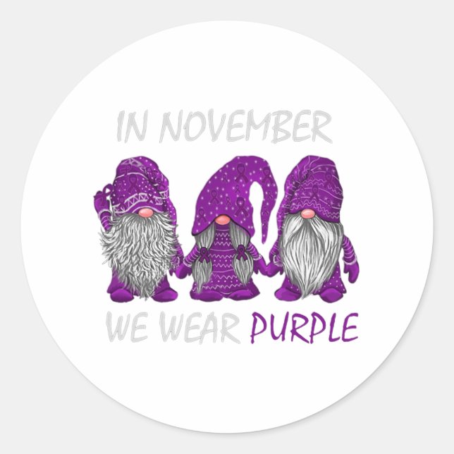 Sticker Rond Novembre Nous Portons Violet - Alzheimer (Devant)