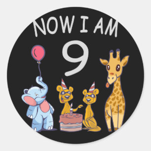 Sticker Rond Now I le 9e anniversaire du Birthday