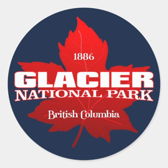 Sticker Rond NP des glaciers (Canada) (feuille d'érable) (Devant)