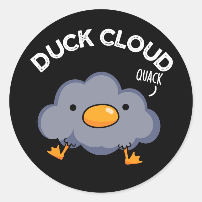 Sticker Rond Nuage de canard Funny Météo Pun Dark BG (Devant)