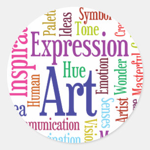 Sticker Rond Nuage de mot de l'art et de l'inspiration de