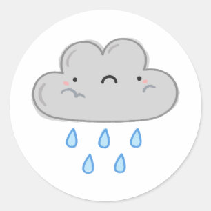 Sticker Rond Nuage de pluie Cute Kawaii