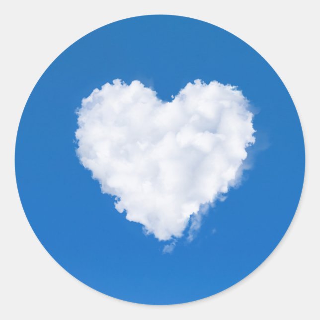 Sticker Rond Nuage en forme de coeur dans le ciel bleu (Devant)