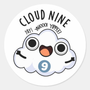 Sticker Rond Nuage Neuf Funky Météo Pun