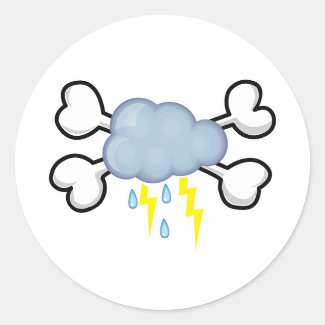 Sticker Rond nuage orageux Crâne et os croisés (Devant)