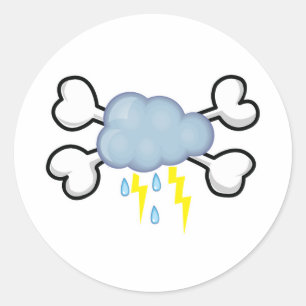 Sticker Rond nuage orageux Crâne et os croisés
