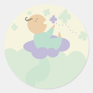 Sticker Rond nuage paradisiaque produits bébé emballage cadeau 