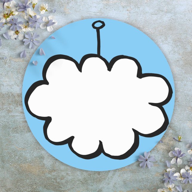 Sticker Rond Nuage personnalisé sur une ficelle (Personalized Cloud on a String Classic Round Sticker)