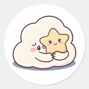 Sticker Rond Nuage timide Accrocher une étoile - Dreammous Sky