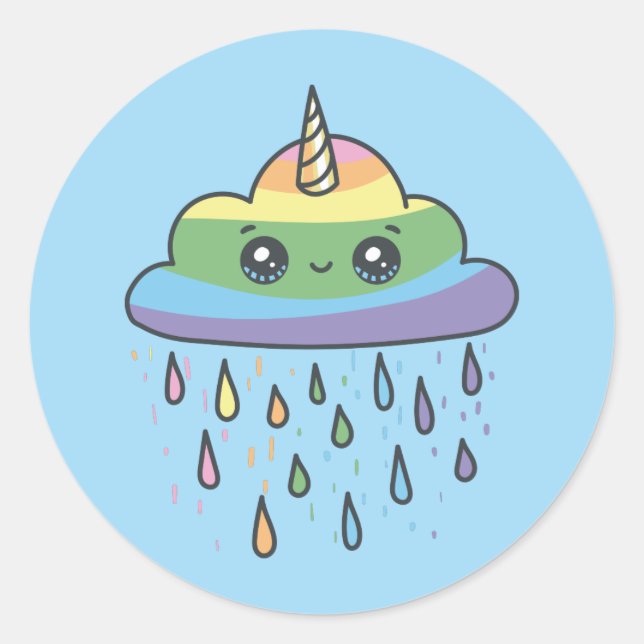 Sticker Rond Nuage Unicorne mou (Devant)