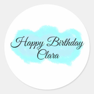Sticker Rond Nuages bleu vert pastel heureux anniversaire enfan