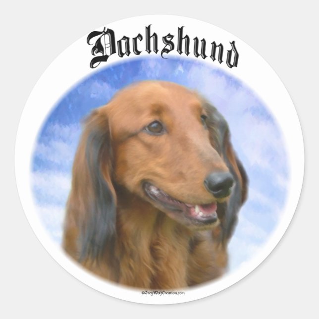 Sticker Rond Nuages Dachshund (Devant)