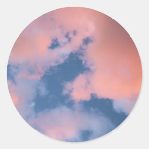 Sticker Rond Nuages de pêche moelleux au coucher du soleil