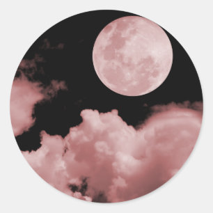 Sticker Rond NUAGES DE Pleine lune ROUGE