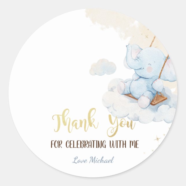 Sticker Rond Nuages ​​d'ours en peluche bleus  (Devant)