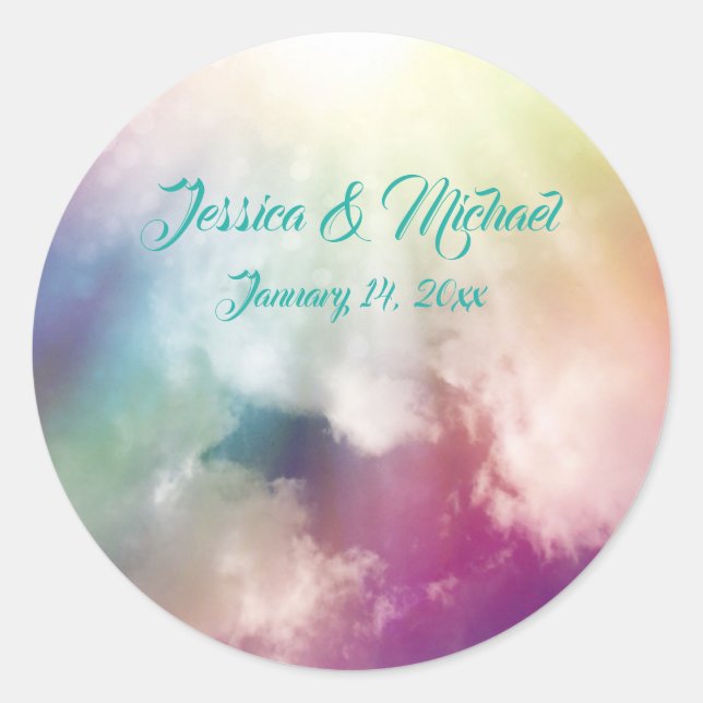 Sticker Rond Nuages Magiques Ciel Céleste Mariage (Devant)