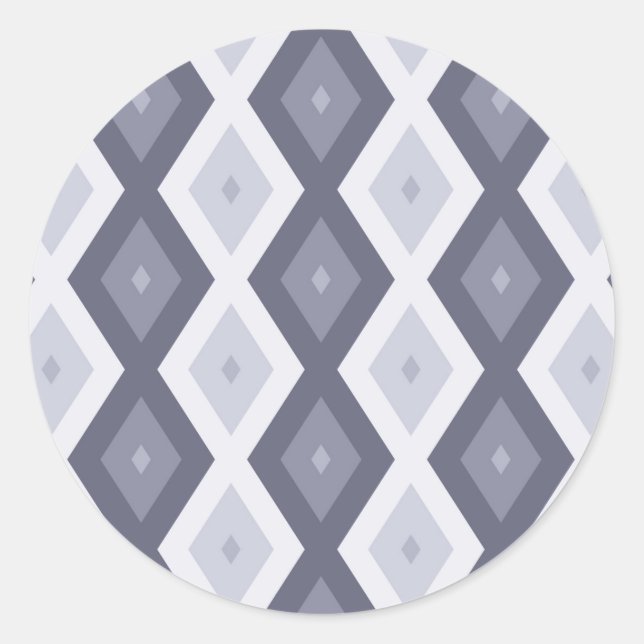 Sticker Rond Nuances de bleu gris motif diamant (Devant)
