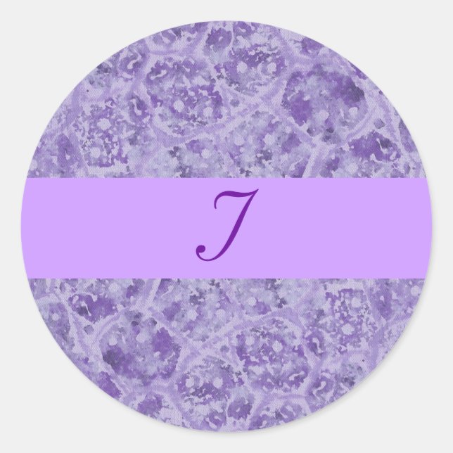 Sticker Rond Nuances de Mariage de monogramme violet (Devant)