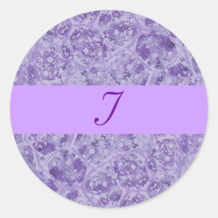 Sticker Rond Nuances de Mariage de monogramme violet