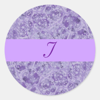 Sticker Rond Nuances de Mariage de monogramme violet