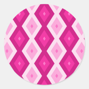 Sticker Rond Nuances de motif de diamant fuchsia