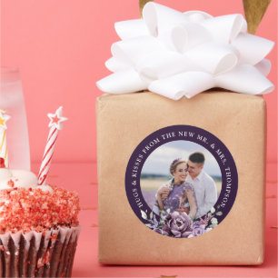 Sticker Rond Nuances de pourpre Dusty fleurs Moody Floral Maria