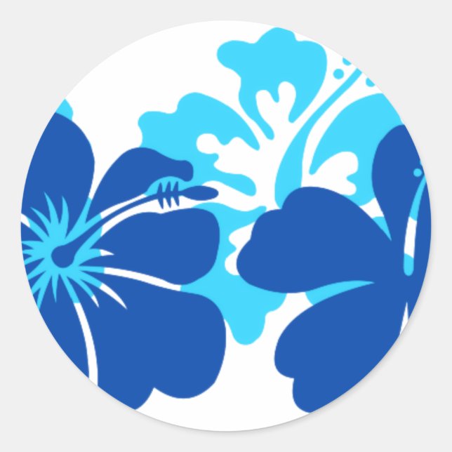 Sticker Rond Nuances d'hibiscus bleu (Devant)