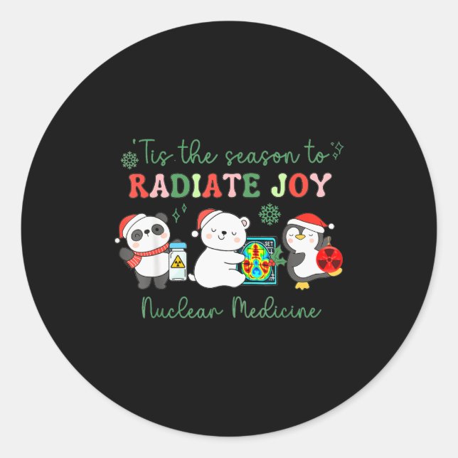 Sticker Rond Nuclear Medicine Tech Christmas Holiday Radiology  (Devant)