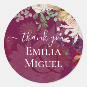 Sticker Rond NUESTRA BODA Plum Fall Floral Mariage espagnol