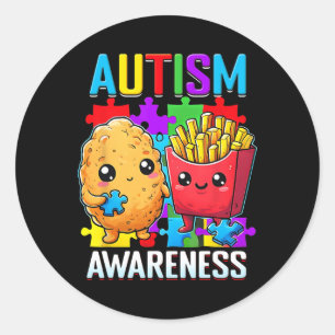 Sticker Rond Nugget de poulet et frites Sensibilisation à l'aut