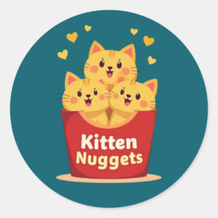 Sticker Rond Nuggets de chaton – 100% adorable, zéro poulet