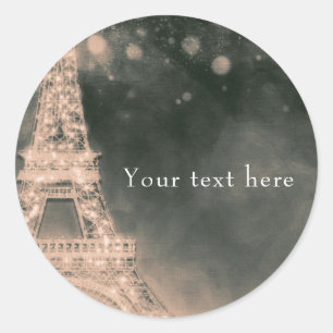 Sticker Rond Nuit à Paris Tour Eiffel & Lumières Élégant Favor