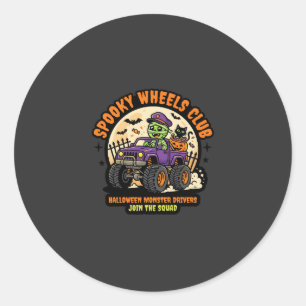 Sticker Rond Nuit de camions monstres d'Halloween