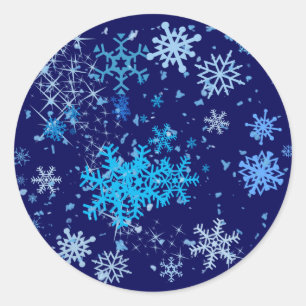 Sticker Rond Nuit de Noël neige