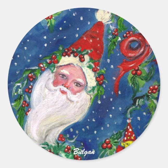 STICKER ROND NUIT DE NOËL / PÈRE NOËL (Devant)