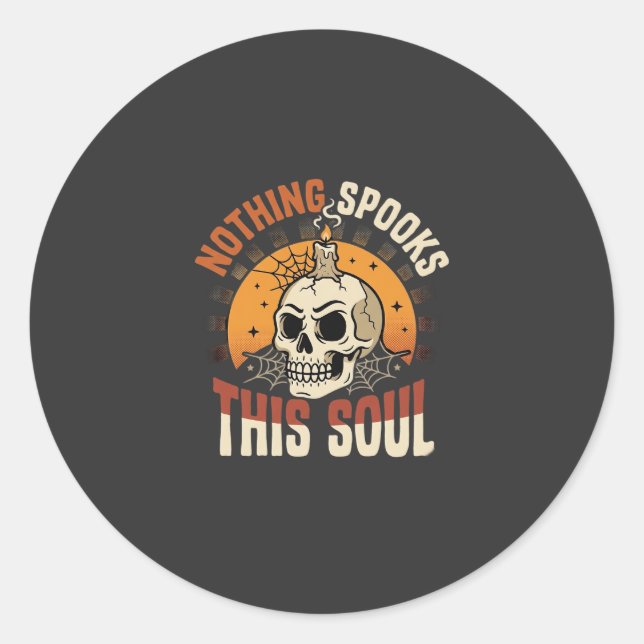 Sticker Rond Nuit de squelette courageux d'Halloween (Devant)