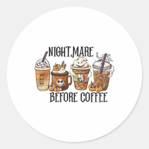 Sticker Rond Nuit effrayante avant café Citrouille épice Hallow