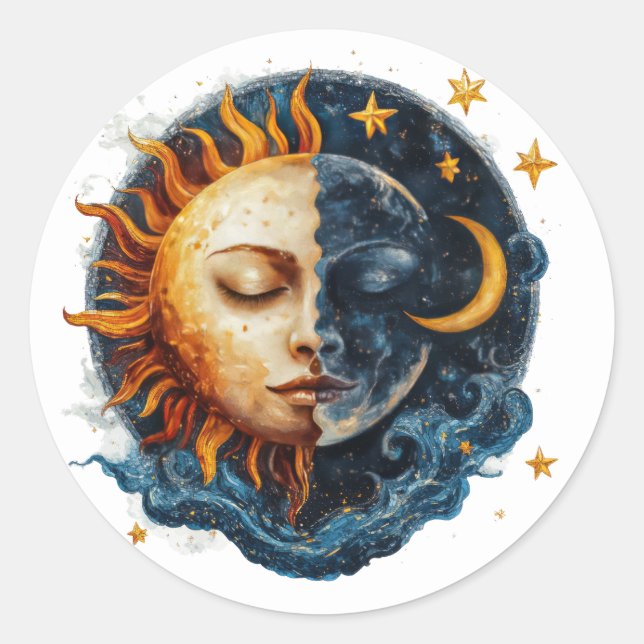 Sticker Rond Nuit et jour mystique (Devant)