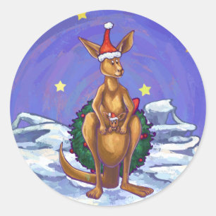 Sticker Rond Nuit étoilée de Noël Kangaroo