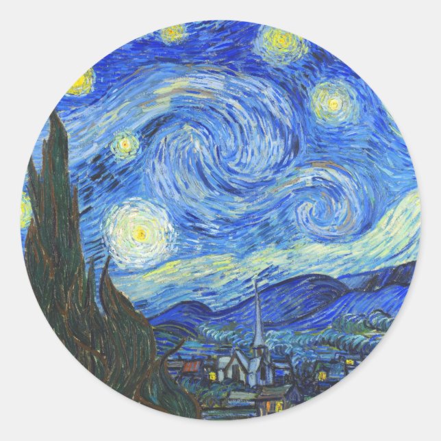 Sticker Rond Nuit étoilée par Vincent van Gogh (Devant)