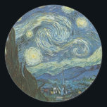 Sticker Rond Nuit étoilée par Vincent Van Gogh<br><div class="desc">Le Night de Vincent Van Gogh. 1889 Oil on Canvas. Musée d'art moderne de New York</div>